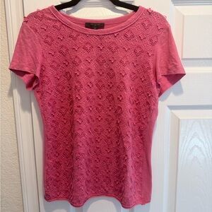 Louis Vuitton Pink Short-Sleeve Lace Front Tee